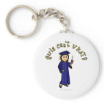 Light Woman Graduate in Blue Gown Keychains