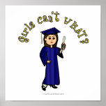 Light Woman Graduate in Blue Gown Print
