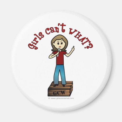 Light Woman on Soapbox Fridge Magnets