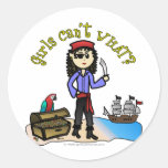 Light Woman Pirate Round Stickers
