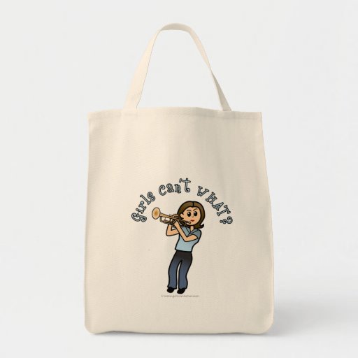 Light Woman Playing Trumpet Tote Bags
