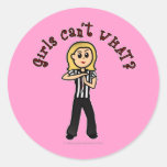 Light Woman Referee Round Stickers