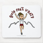 Light Woman Runner in Red Uniform Mousepads