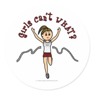 Light Woman Runner in Red Uniform Round Sticker