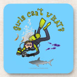Light Woman Scuba Diver Beverage Coaster