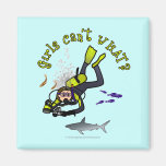 Light Woman Scuba Diver Refrigerator Magnets