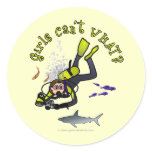Light Woman Scuba Diver Round Stickers