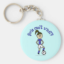 Light Womens Soccer in Blue Uniform Key Chains