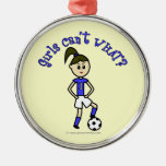 Light Womens Soccer in Blue Uniform Christmas Ornaments