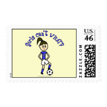 Light Womens Soccer in Blue Uniform Postage Stamp