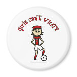 Light Womens Soccer in Red Uniform Refrigerator Magnet