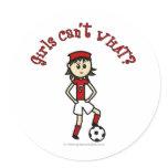 Light Womens Soccer in Red Uniform Round Stickers