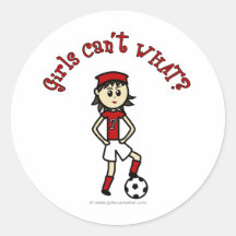 Light Womens Soccer in Red Uniform Round Stickers