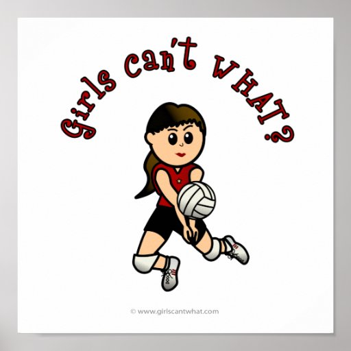 Light Womens Volleyball in Red Uniform Poster
