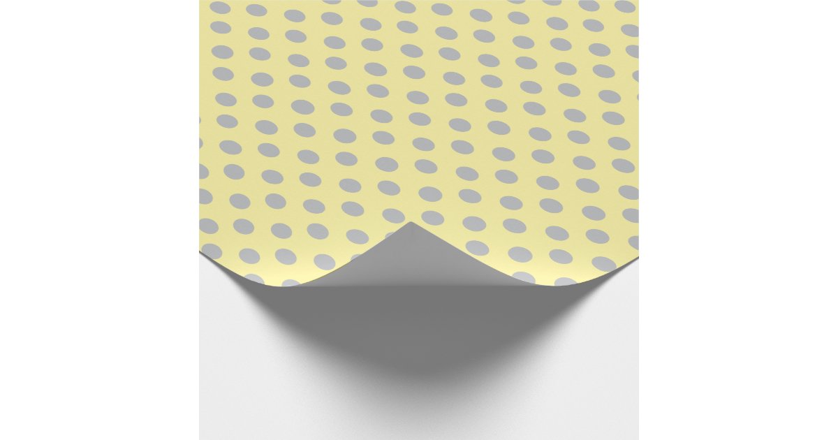 Light Yellow and Gray Polka Dots Wrapping Paper Zazzle