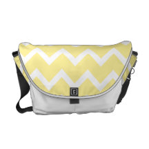 Light Yellow and White Zigzags. Courier Bags