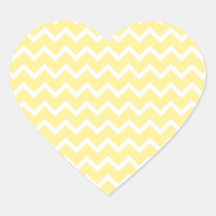 Light Yellow and White Zigzags. Heart Sticker