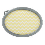 Light Yellow and White Zigzags. Oval Belt Buckle