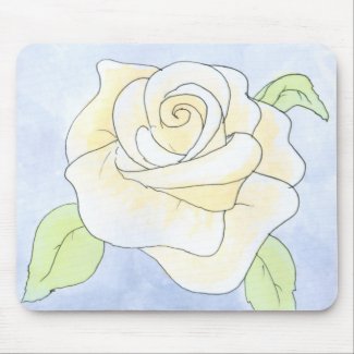 Light Yellow Rose. Watercolor. Custom mousepad