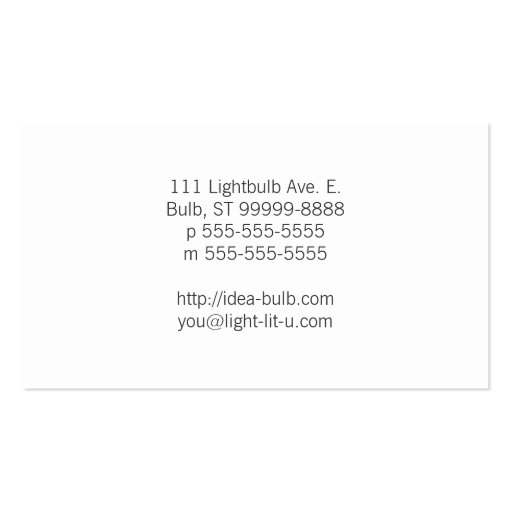 Lightbulb Business Card (back side)