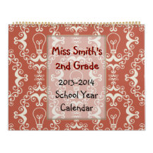 Lightbulb Lg School Year Calendar with lined pages