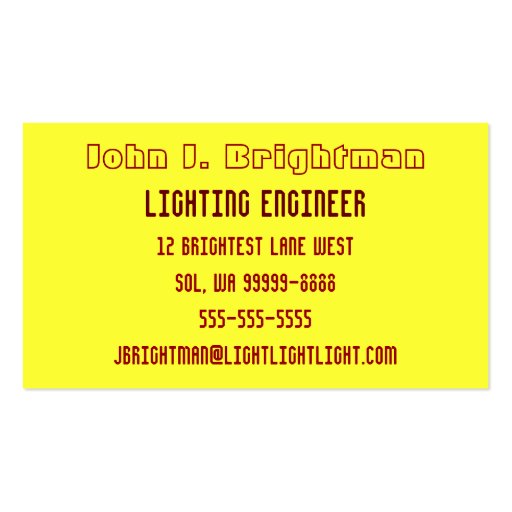 Lightburst Business Card (back side)