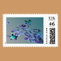 Lighted Rosebuds - Teal postage by Perlyyyy Lighted Rosebuds - Teal postage