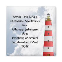Lighthouse and Clouds Wedding Save the Date Magnet