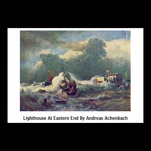 Lighthouse At Eastern End By Andreas Achenbach Poster