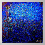Lighthouse at Night Pointillism Fine Art Print