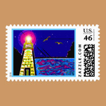 Lighthouse At Night postage by Perlyyyy Lighthouse At Night postage