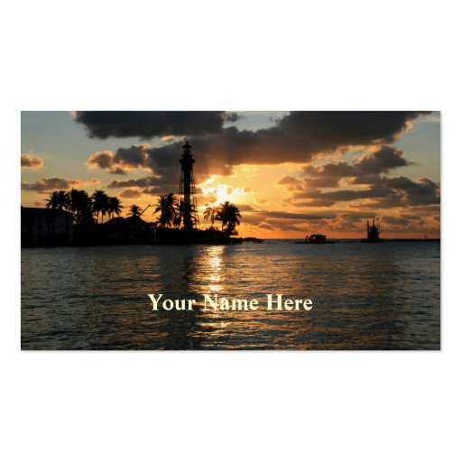 Lighthouse at Sunrise Business Card Template (front side)