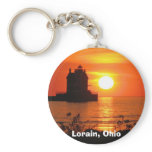 Lighthouse at sunset keychain
