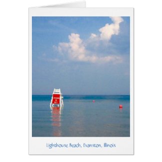 Lighthouse Beach, Lake Michigan, Evanston IL Card