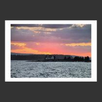 'Lighthouse Beneath a Firey Sky' posters
