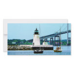 Lighthouse, Bridge and Boats, Newport, RI Photo Greeting Card