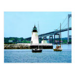Lighthouse, Bridge and Boats, Newport, RI Post Card