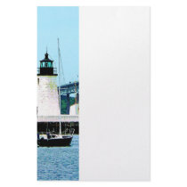 Lighthouse, Bridge and Boats, Newport, RI Custom Stationery