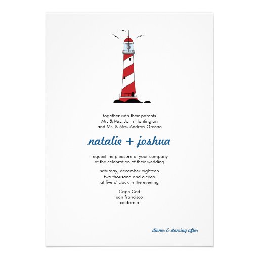 Lighthouse Destination Wedding Invitation Card