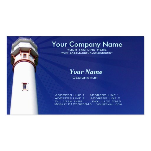 lighthouse in blue background business card template (front side)