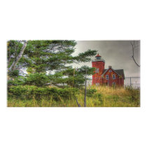 Lighthouse in the Grass Customized Photo Card
