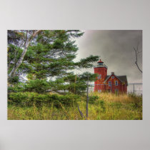Lighthouse in the Grass Posters