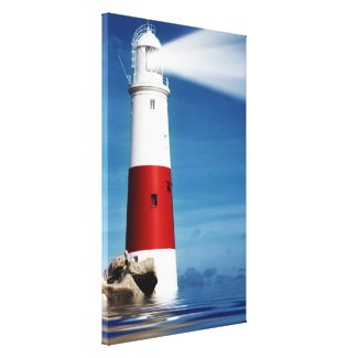 Lighthouse lookout at sea stretched canvas print