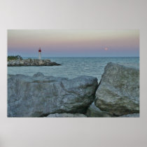 Lighthouse on the Rocky Shore Posters