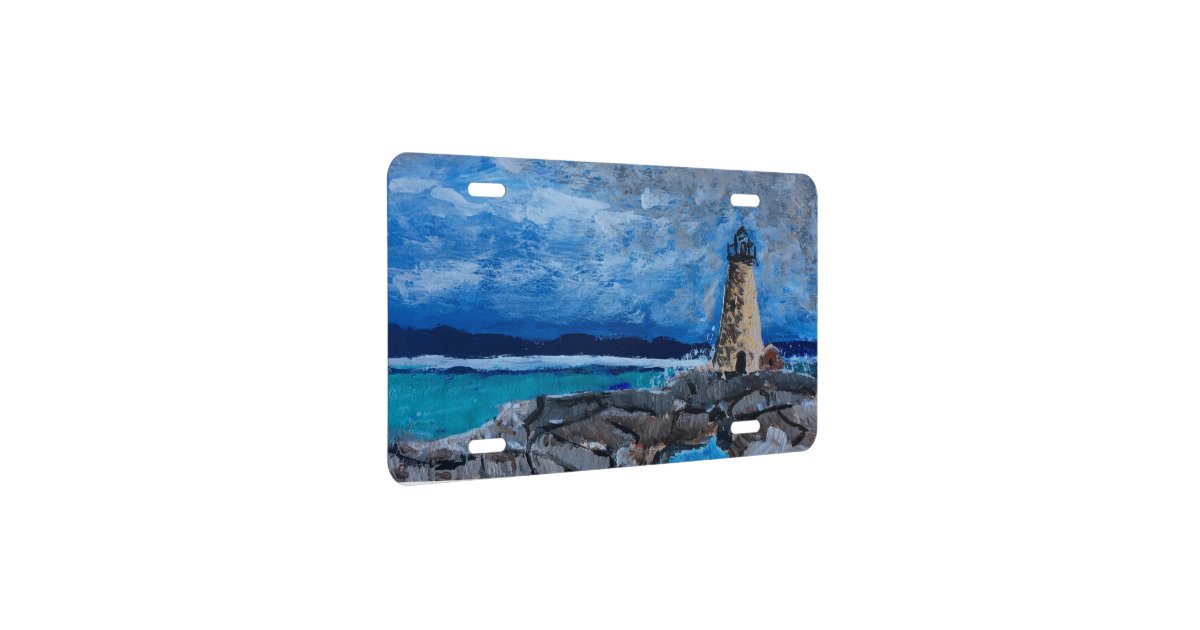 Lighthouse Painting License Plate Zazzle
