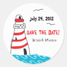 Lighthouse Save the Date Stickers