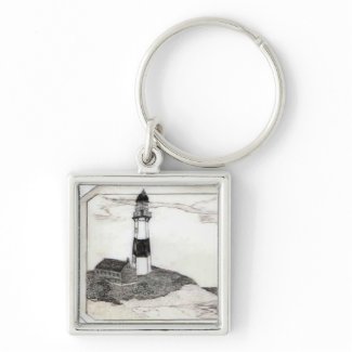 Lighthouse Scrimshaw keychain