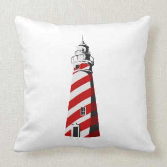 lighthouse spiral red white landing.png throw pillow