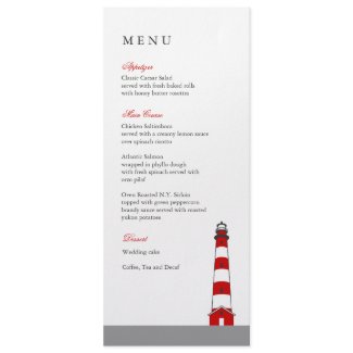 Lighthouse Wedding Menu Card invitation