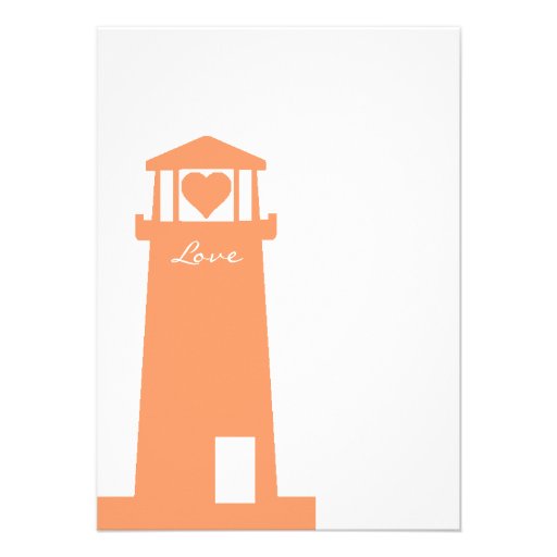 Lighthouse Wedding Venue Coral Nautical Invitation